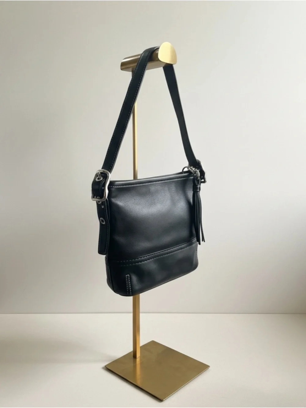 Vintage Coach Y2K Black Leather Mini Shoulder Bag Style 1507 - Picture 10 of 12